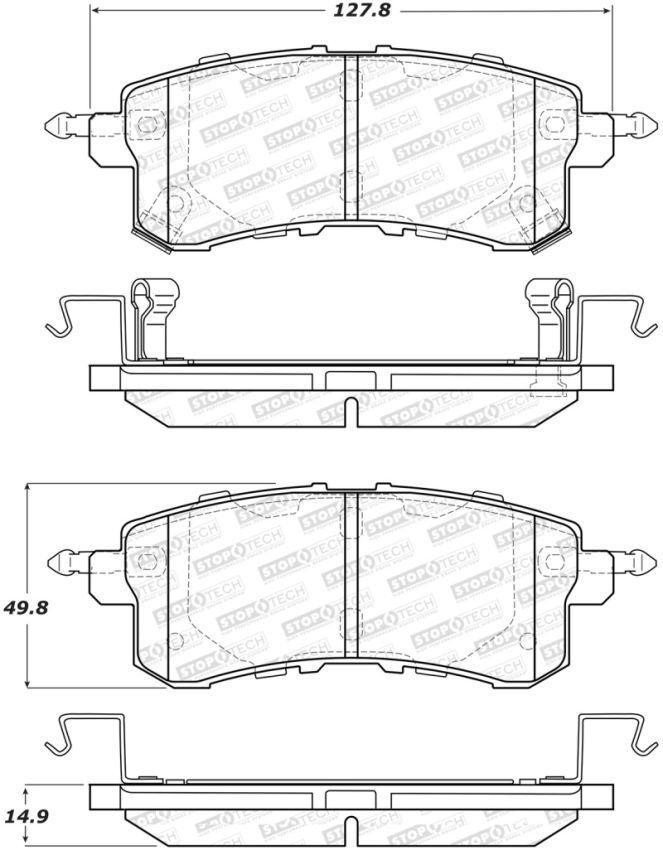 Stoptech 309.15100 Sport Brake Pads w/Shims and Hardware - Rear