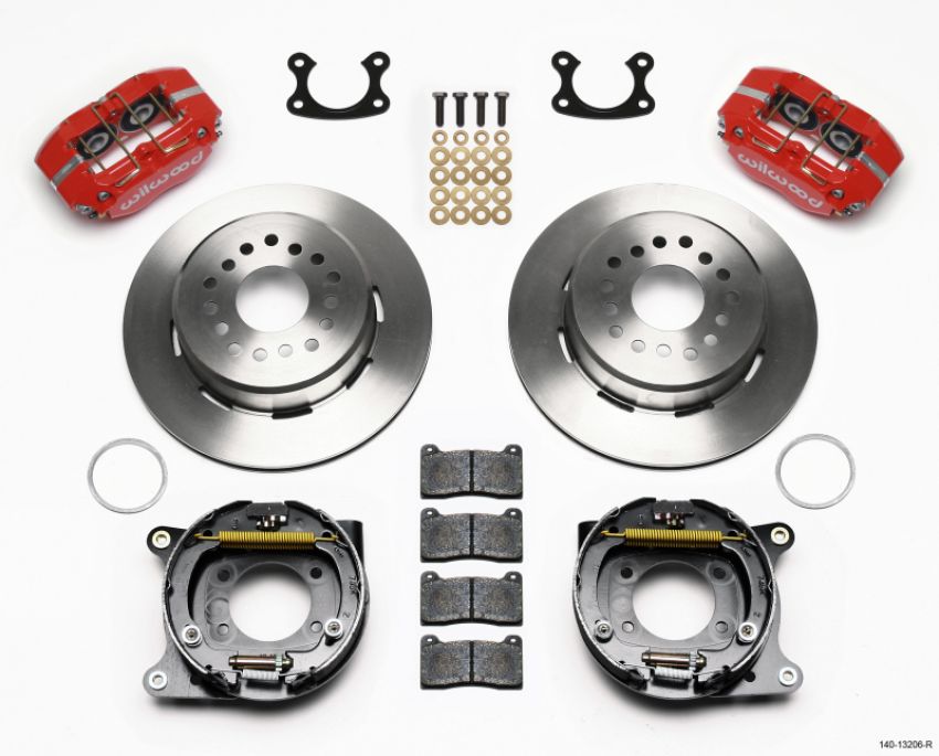 Wilwood 140-13206-R Dynapro Dust-Boot P/S Park Brake Kit Red Small Ford 2.50in Offset