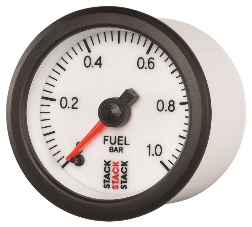 AutoMeter ST3353 Stack 52mm 0-1 Bar M10 Male Pro Stepper Motor Fuel Pressure Gauge - White