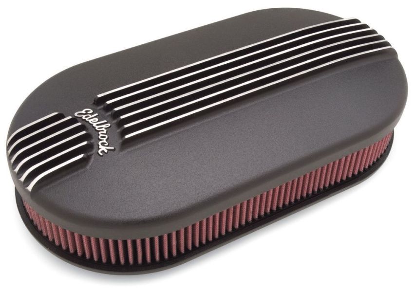 EDELBROCK EDE41193 Billet Alum. Dual Carb A/C - Large Oval- Black