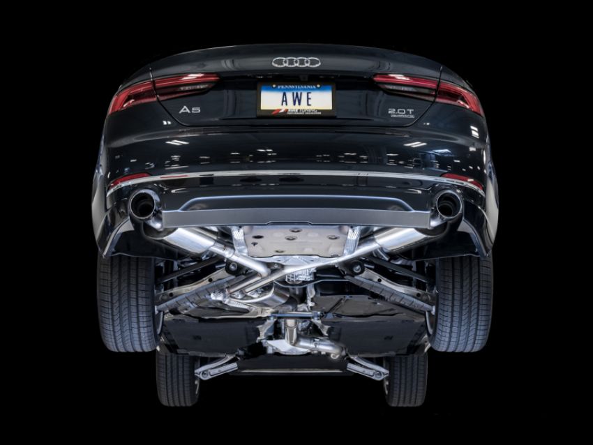 AWE Tuning 3015-32090 Audi B9 A5 Touring Edition Exhaust Dual Outlet - Chrome Silver Tips (Includes DP)