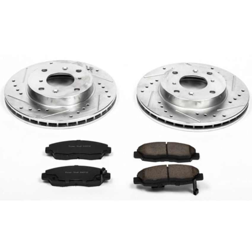 PowerStop K1239 Z23 Daily Driver Carbon-Fiber Ceramic Brake Pad and Drilled & Slotted Rotor Kit