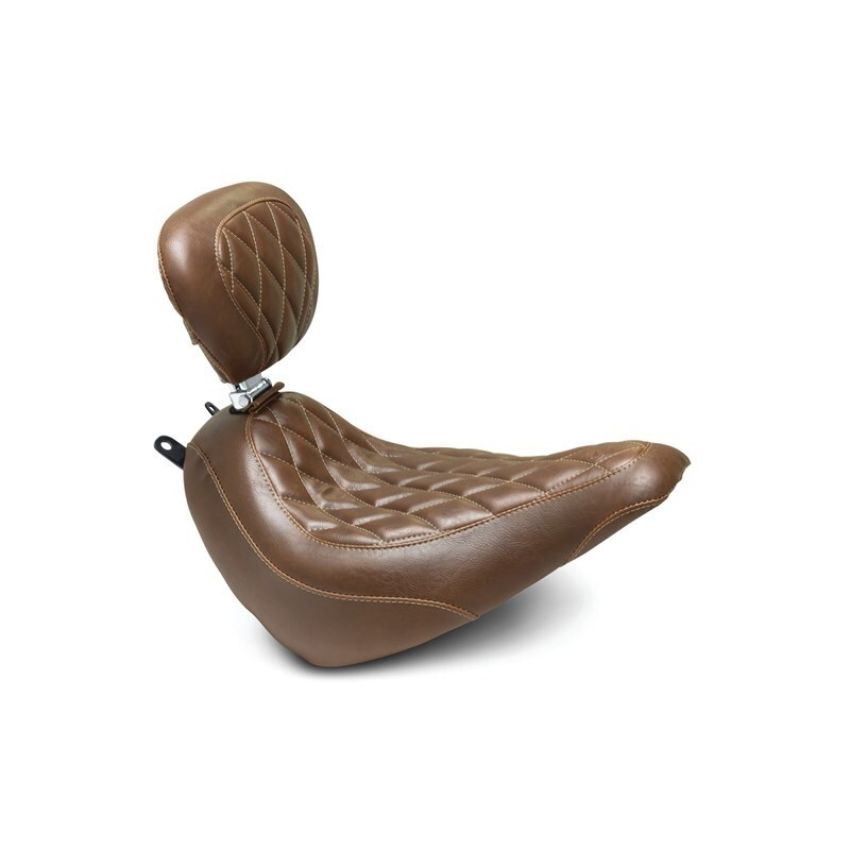 Mustang Motorcycle 83004 Mustang 18-21 Harley Heritage Classic, Deluxe Wide Tripper Solo Seat w/Driver Backrest Diam - Brown