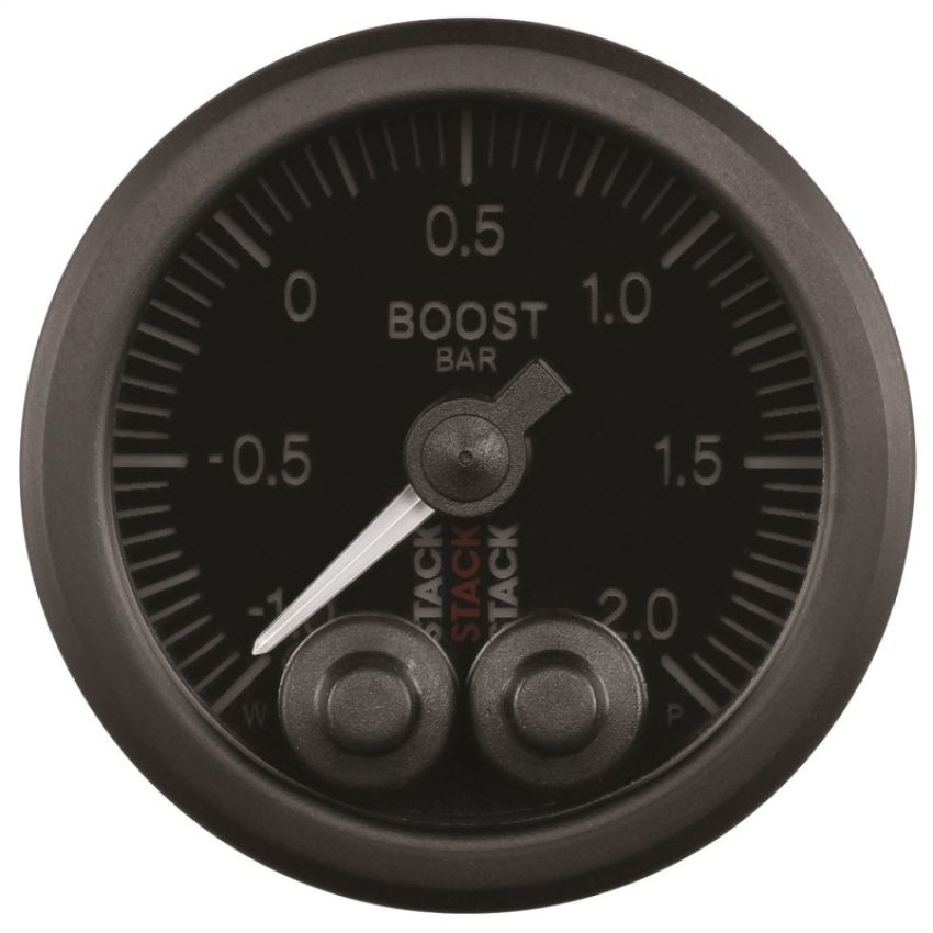 AutoMeter ST3511 Stack 52mm -1 to +2 Bar (Incl T-Fitting) Pro-Control Boost Pressure Gauge - Black