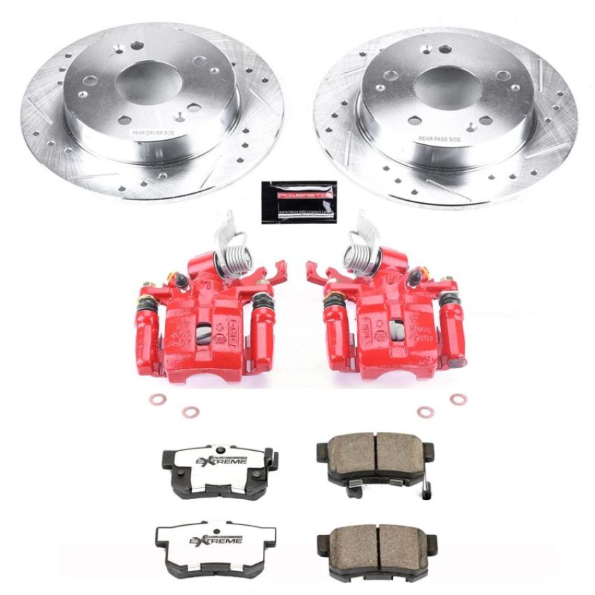 PowerStop KC2270D-26 Z26 Street Performance Ceramic Brake Pad, Drilled Slotted Rotor, and Caliper Kit