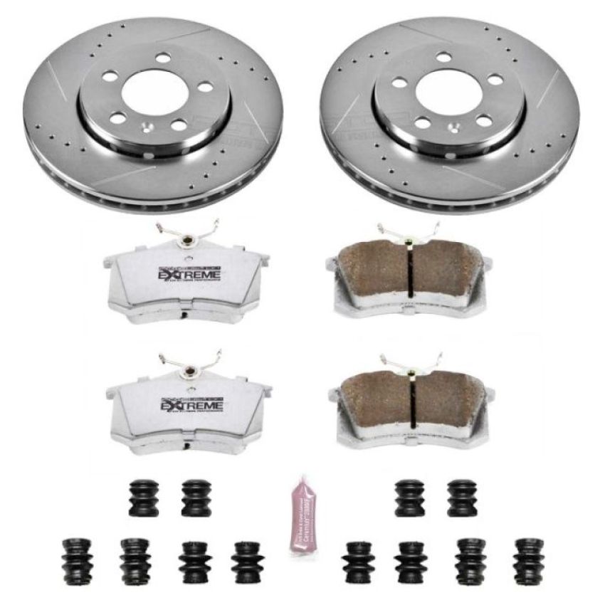 PowerStop K920-26 Z26 Street Performance Ceramic Brake Pad and Drilled & Slotted Rotor Kit