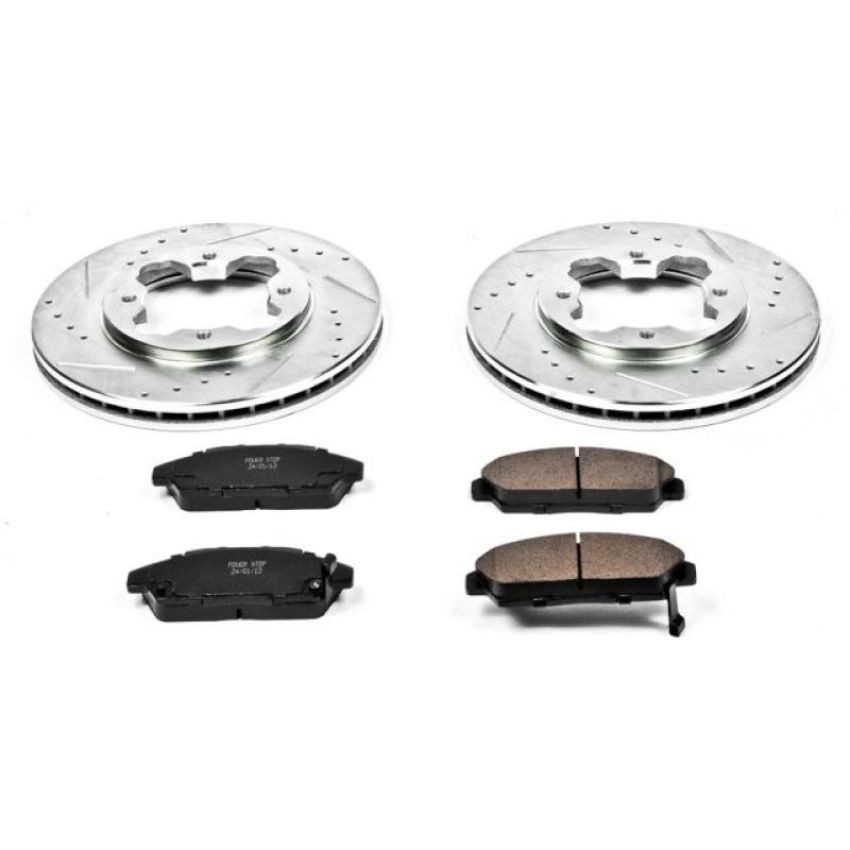 PowerStop K3164 Z23 Daily Driver Carbon-Fiber Ceramic Brake Pad and Drilled & Slotted Rotor Kit