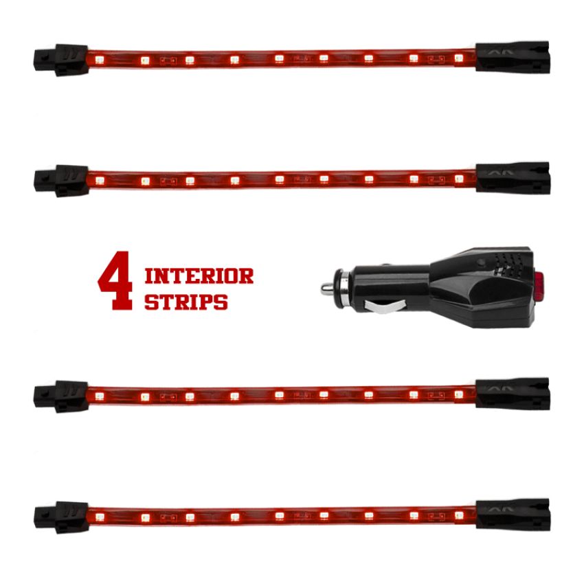 XKGLOW XK041004-R XK Glow Single Color  UnderglowLED Accent Light Car/Truck Kit Red - 4x8In