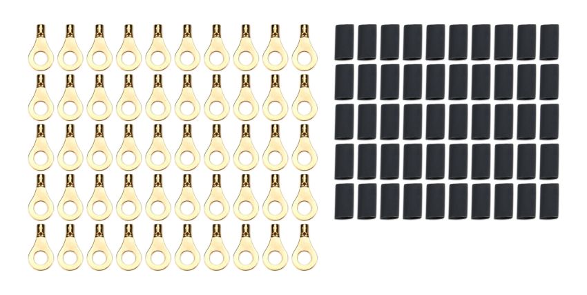 QUICKCAR RACING PRODUCTS QRP57-478-50 Ring Terminal 1/4in 14- 16 Ga w/Heat Shrink 50pk