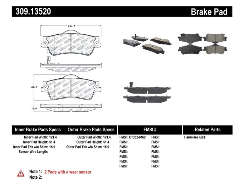 Stoptech 309.13520 Performance Brake Pads