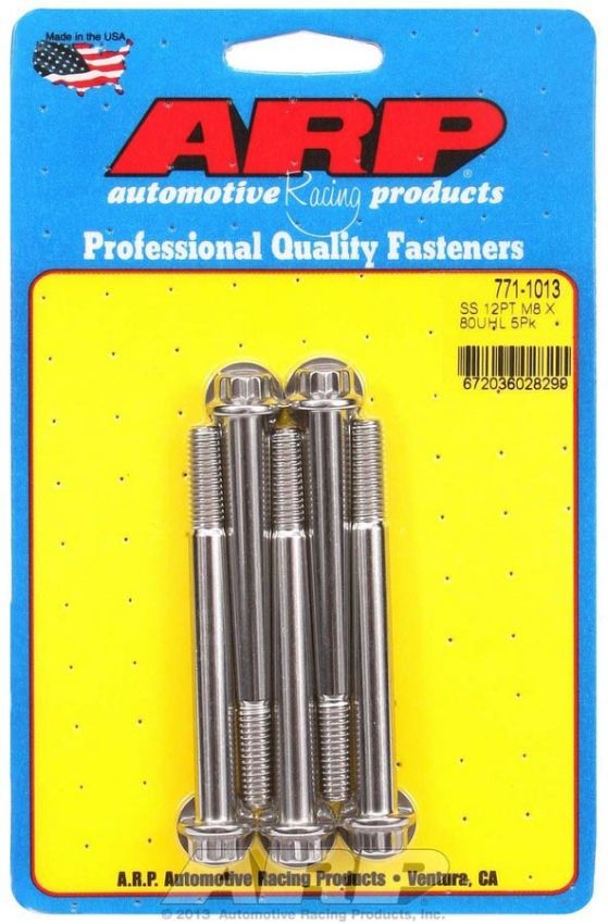 ARP ARP771-1013 S/S Bolt Kit - 12pt. (5) 8mm x 1.25 x 80