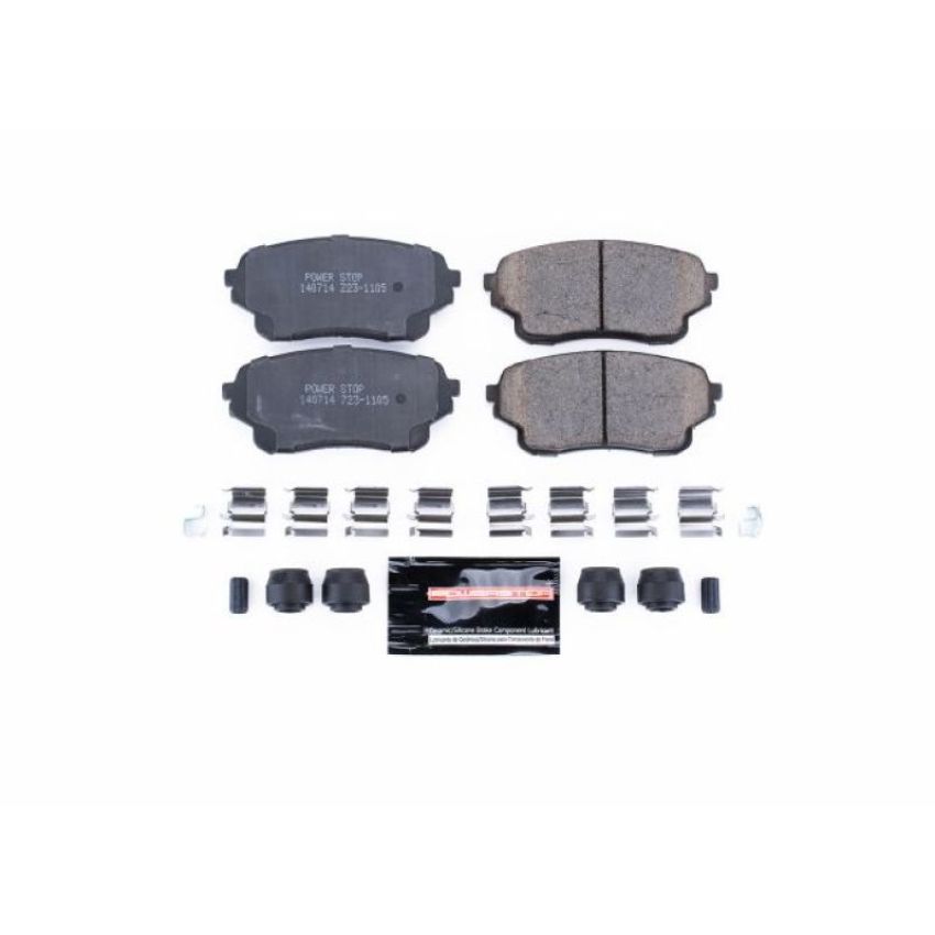 PowerStop Z23-1105 PowerStop - Z23 Daily Driver Carbon-Fiber Ceramic Brake Pads with Hardware Kit