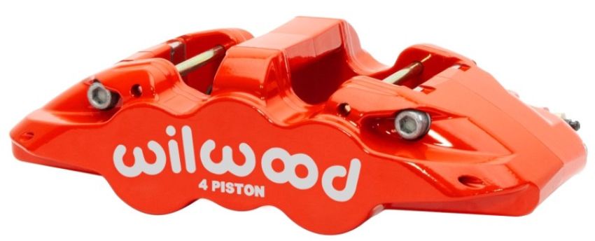 Wilwood 120-15598-RD Caliper - Aero4-DS Forged Four-Piston Caliper Black 1.38in Piston 1.10in Rotor - Red