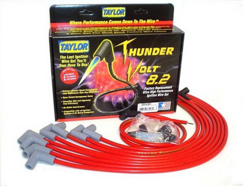 Taylor Cable 86230 8.2 Thunder-Volt Spark Plug Wire Set Red