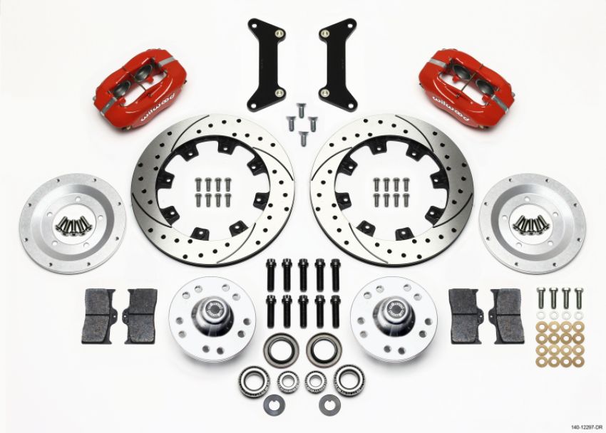 Wilwood 140-12297-DR Forged Dynalite Front Kit 12.19in Drilled Red 79-87 GM G Body