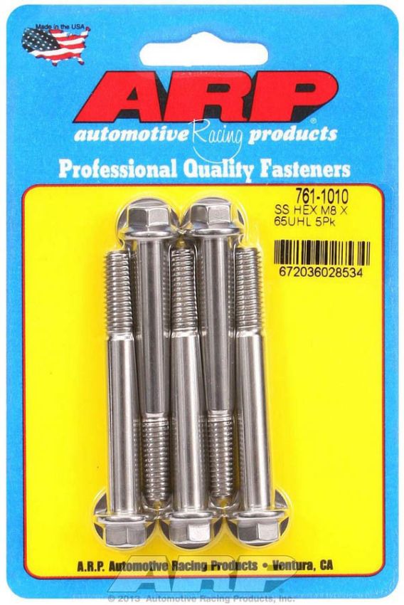 ARP ARP761-1010 8mm x 1.25 x 65mm 6pt SS Bolt Kit 5pk