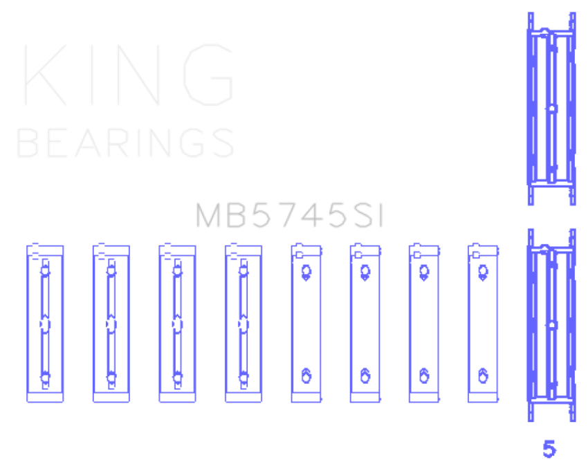 King Engine Bearings MB5745SI0.5 King Subaru FA/FB (Size 0.50 Oversized) Main Bearing Set