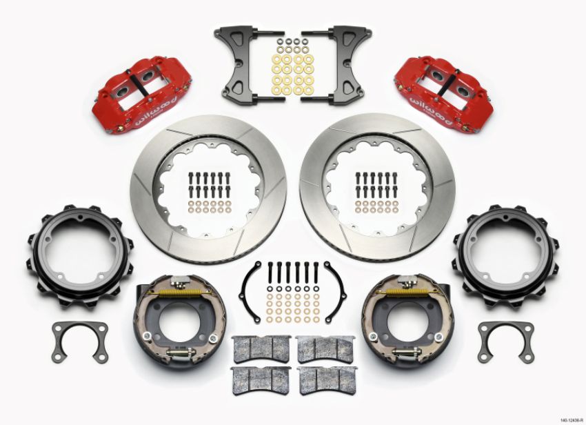 Wilwood 140-12436-R Narrow Superlite 4R Rear P-Brk Kit 14.00in Red Strange Eng Floater 3.49in Offset