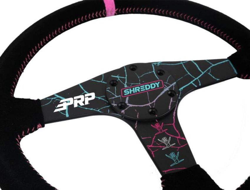 PRP Seats SHRDYG255 PRP Shreddy Flat Suede Steering Wheel - Cracked