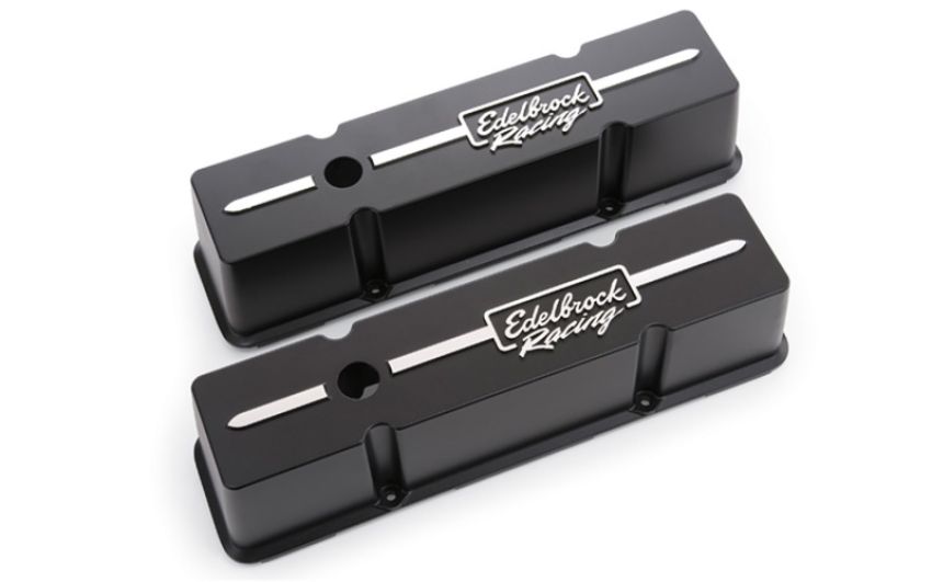 EDELBROCK EDE41643 Valve Cover Kit Race Series SBC Tall Black