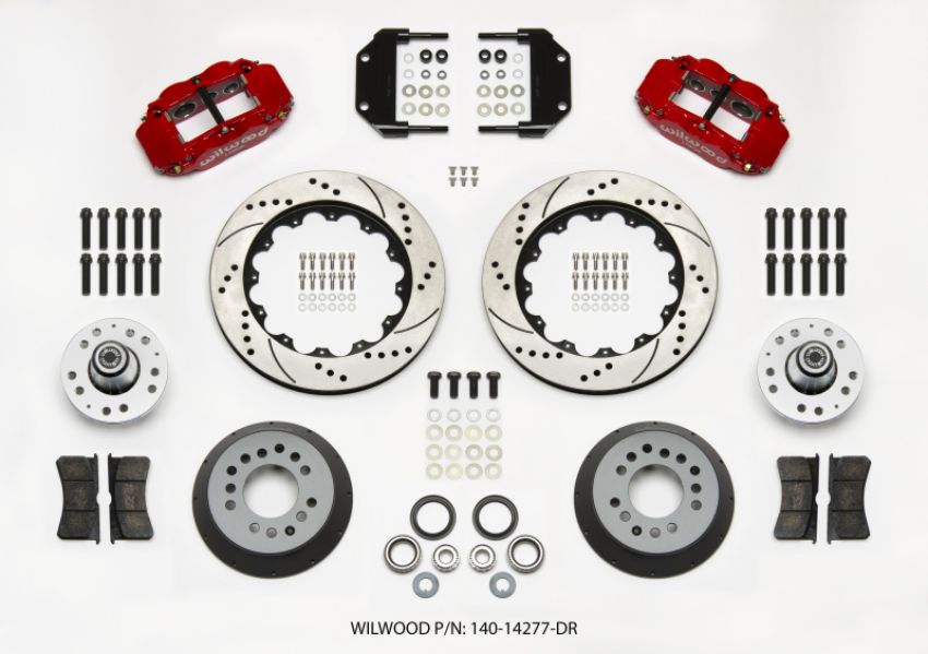 Wilwood 140-14277-DR Narrow Superlite 6R Front Hub Kit 14.00in Drill Red Magnum Force Drop Spindle