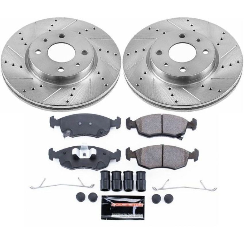 PowerStop K6290 Z23 Daily Driver Carbon-Fiber Ceramic Brake Pad and Drilled & Slotted Rotor Kit