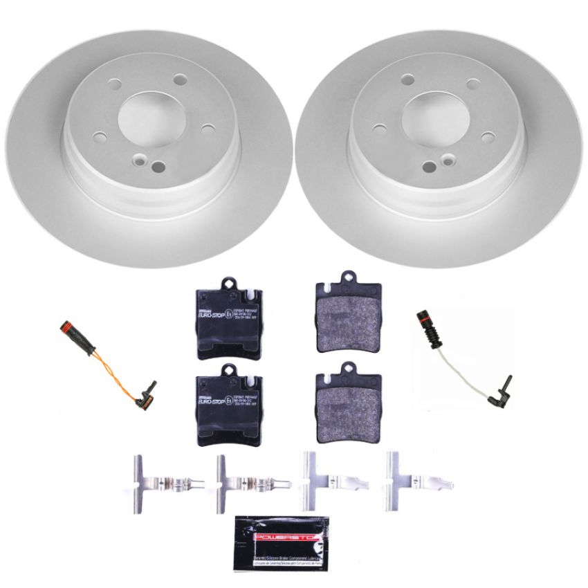 PowerStop ESK620 Genuine Geomet Coated Rotors, ECE-R90 Brake Pads + Hardware Kit