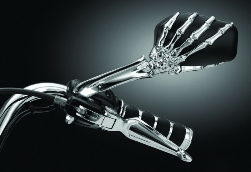 Kuryakyn 1759 Skeleton Hand Mirrors Chrome/Black