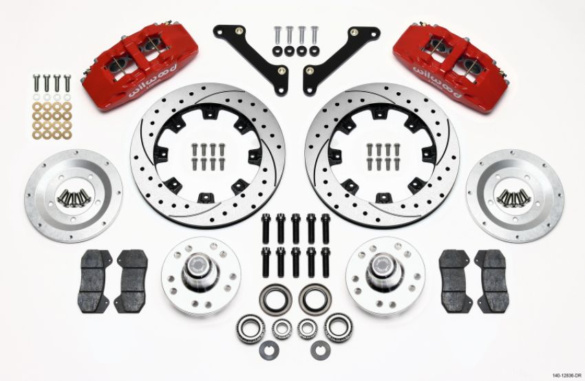 Wilwood 140-12836-DR Dynapro 6 Front Hub Kit 12.19in Drilled Red 79-81 Camaro