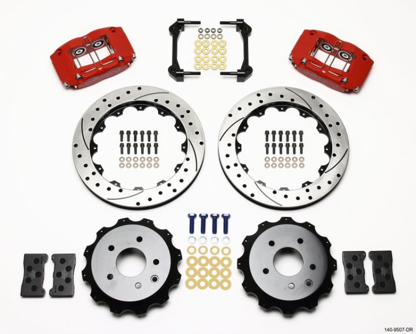 Wilwood 140-9507-DR Dynapro Radial Rear Kit 13.00in Drilled Red Nissan 350Z/Fiti G35