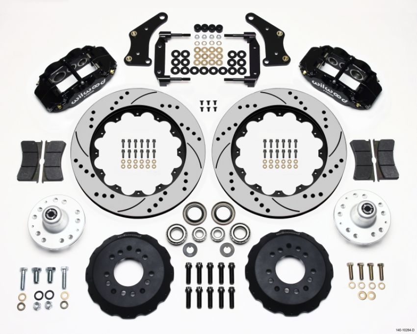 Wilwood 140-10284-D Narrow Superlite 6R Front Hub Kit 14.00in Drilled Large GM 57-70 Drop Spindle