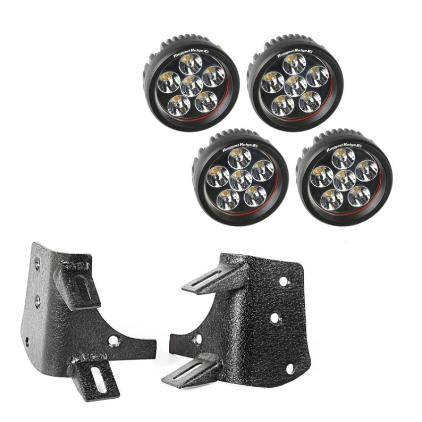 Rugged Ridge 11232.37 97-06 Jeep Wrangler TJ/LJ 3.5in Round Dual A-Pillar LED Kit