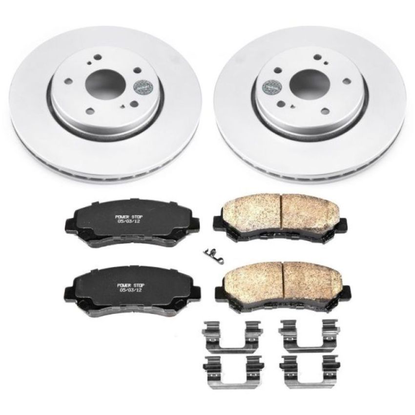 PowerStop CRK6102 Genuine Geomet Coated Rotor and Low-Dust Ceramic Brake Pad Kit