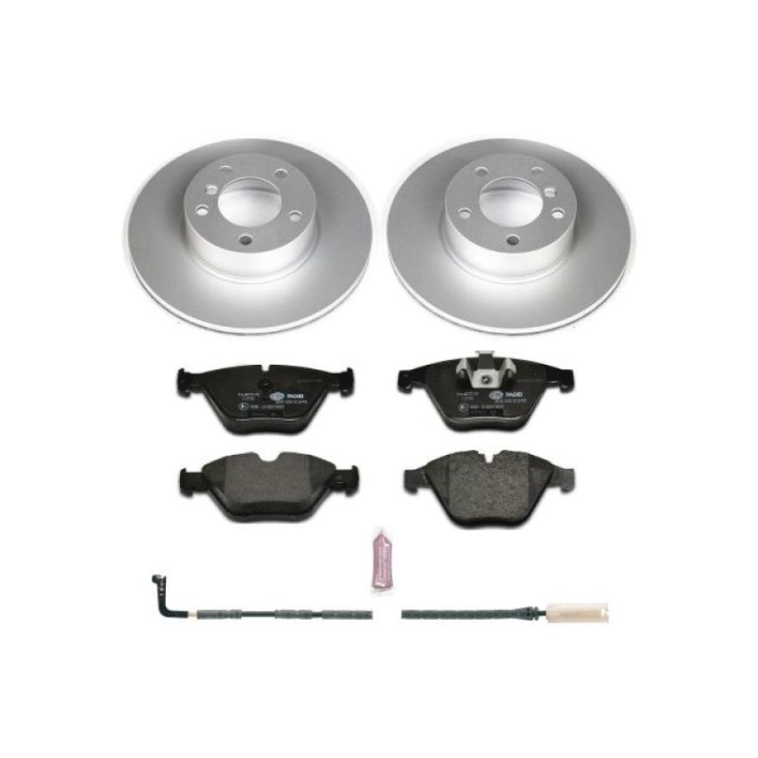 PowerStop ESK4678 Genuine Geomet Coated Rotors, ECE-R90 Brake Pads + Hardware Kit