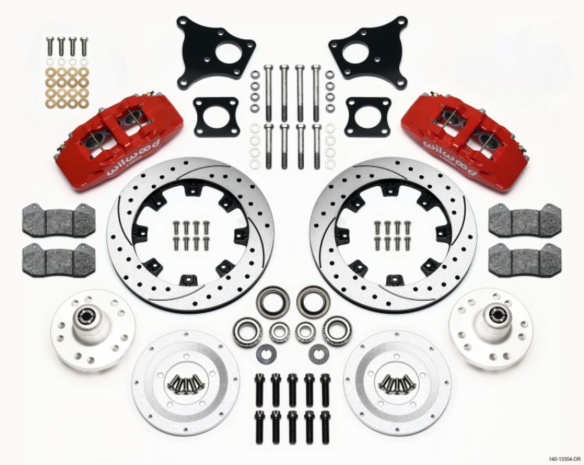 Wilwood 140-13554-DR Dynapro 6 Front Hub Kit 12.19in Drilled Red AMC 71-76 OE Disc w/o Bendix Brakes