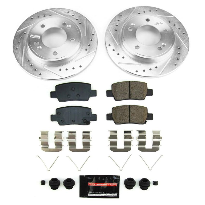 PowerStop K9106 Z23 Daily Driver Carbon-Fiber Ceramic Brake Pad and Drilled & Slotted Rotor Kit
