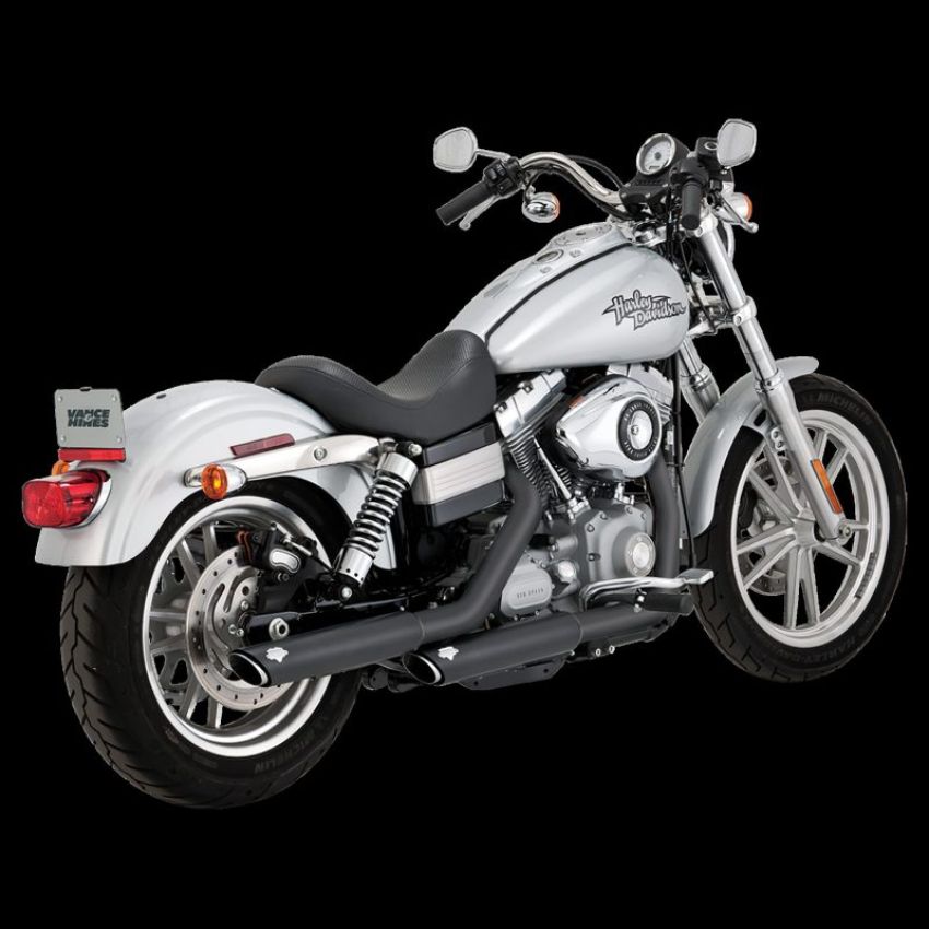 Vance and Hines 46337 Vance & Hines HD Dyna 91-17 3In Slip-Ons Black PCX Slip-On Exhaust