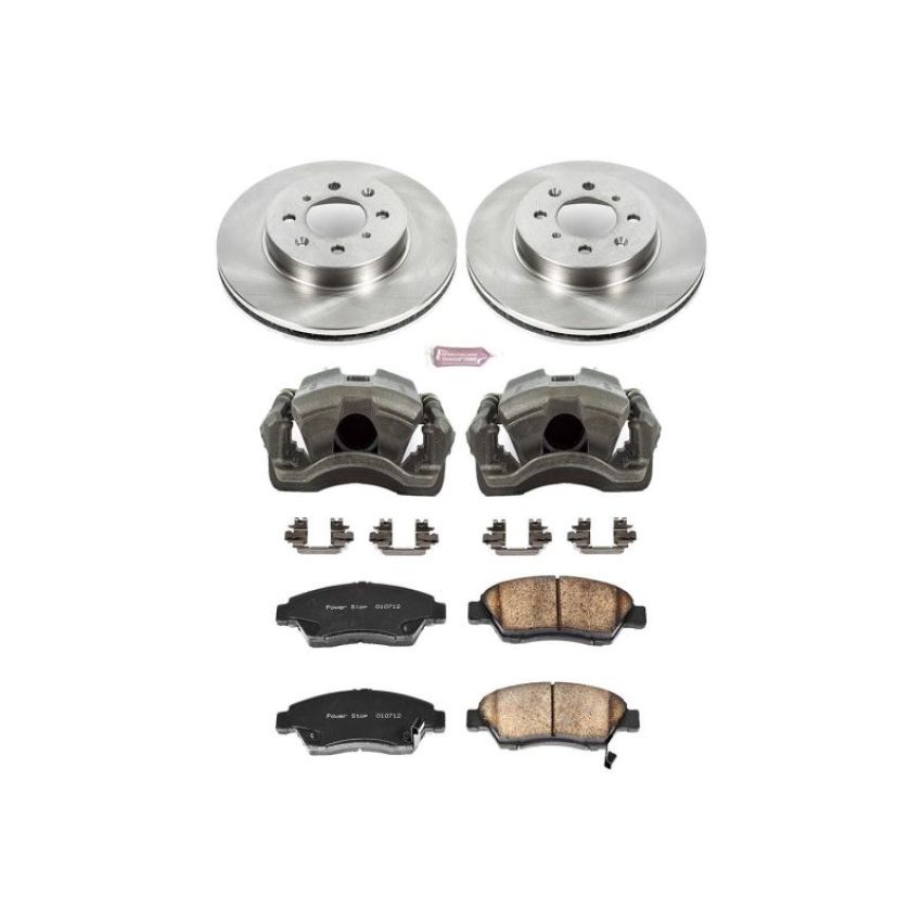 PowerStop KCOE694A OE Stock Replacement Low-Dust Ceramic Brake Pad, Rotor and Caliper Kit