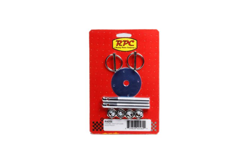 RACING POWER CO-PACKAGED RPCR4056 Chrome 3/16In Flip-Over Hood Pin Kit - Steel