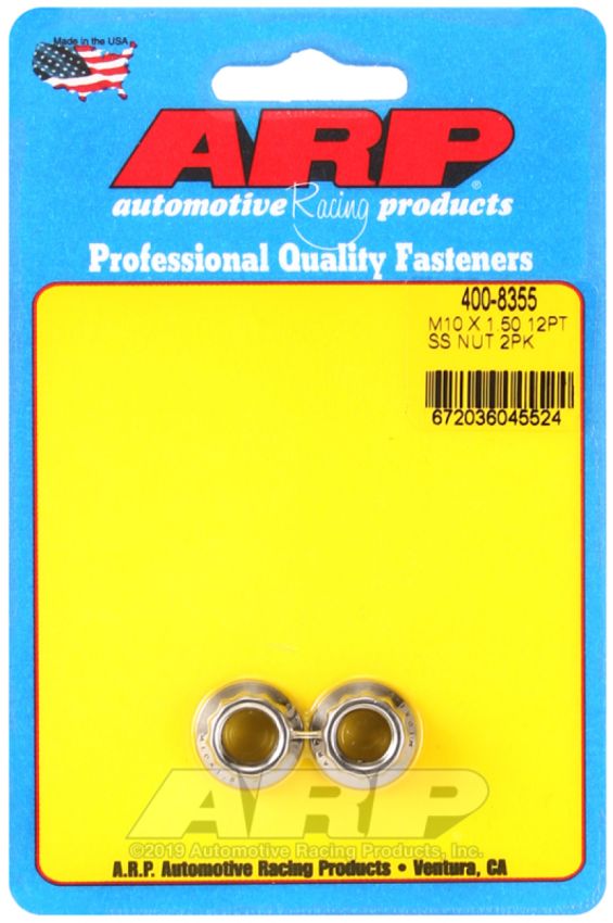 ARP 400-8355 M10 X 1.50 SS 12mm socket 12pt Nut Kit (2-pack)