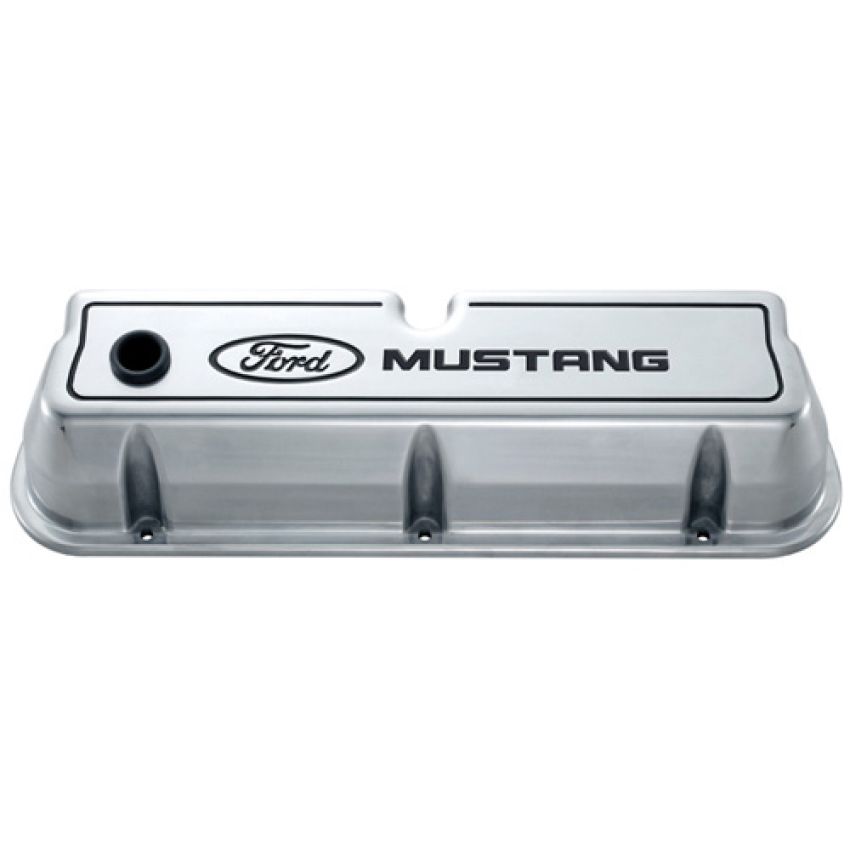 Ford Racing 302-030 Ford Mustang Die-Cast Valve Covers Polished With Black Logo