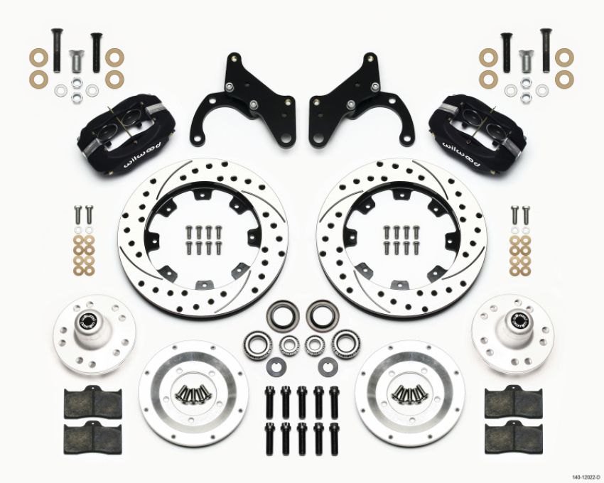 Wilwood 140-12022-D Forged Dynalite Front Kit 12.19in Drilled 65-68 Chevy Impala -Drum Spindle