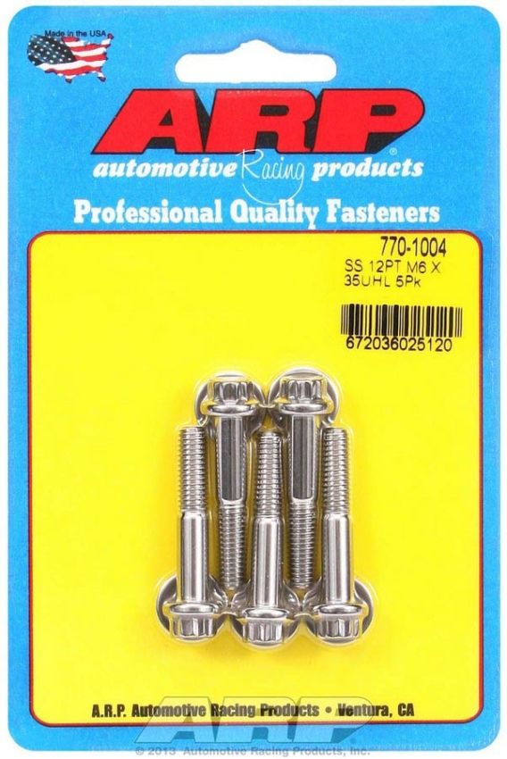 ARP ARP770-1004 S/S Bolt Kit - 12pt. (5) 6mm x 1.00 x 35