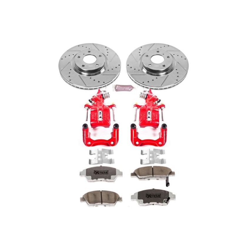 PowerStop KC2391-26 Z26 Street Performance Ceramic Brake Pad, Drilled Slotted Rotor, and Caliper Kit