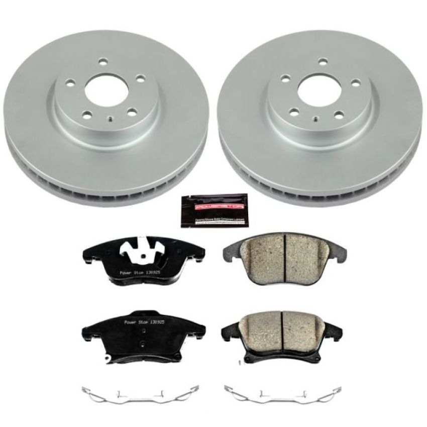 PowerStop CRK6399 Genuine Geomet Coated Rotor and Low-Dust Ceramic Brake Pad Kit