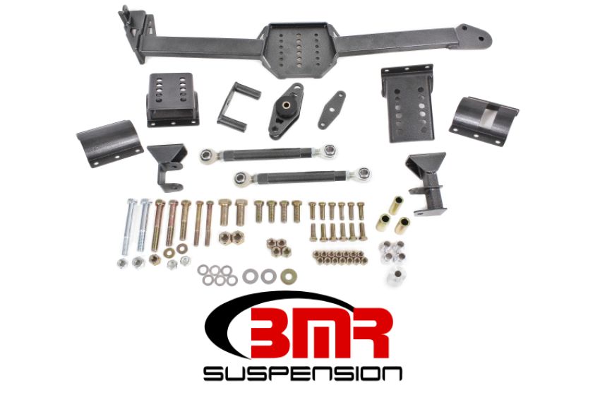 BMR Suspension WL005H BMR 05-14 S197 Mustang Body Mount Watts Link Rod End/Poly w/ Adj. Axle Clamps - Black Hammertone