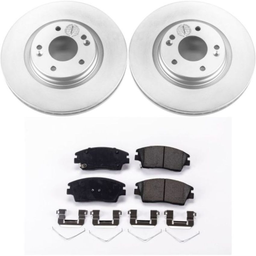 PowerStop CRK7355 Genuine Geomet Coated Rotor and Low-Dust Ceramic Brake Pad Kit