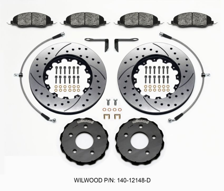 Wilwood 140-12148-D Pro-Matrix Front Kit Drilled 05-12 Mustang GT (2pc Hat/Rtr)