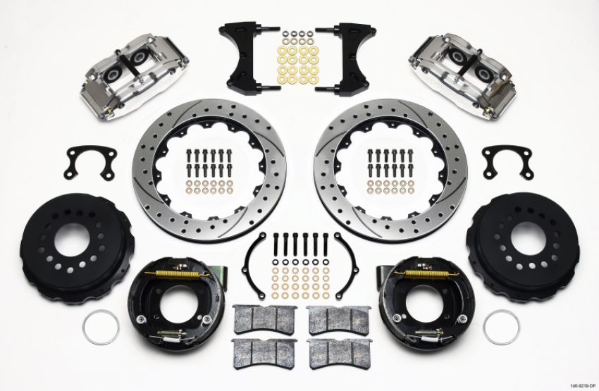 Wilwood 140-9219-DP Narrow Superlite 4R Rear P-Brk Kit 12.88in Drill Polish Big Ford New Style 2.50in Offset