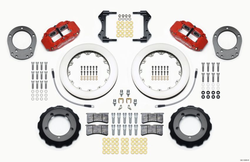 Wilwood 140-13305-R Narrow Superlite 4R Front Hat Kit 12.88in Red 76-77 Ford Bronco Dana 44 w/Lines